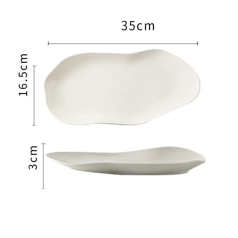 Assiettes Service de Table Assiette blanche de style japonais Vaisselle en céramique créative for la maison occidentale commerciale(L)