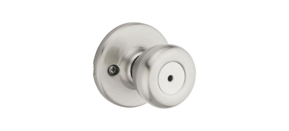 Kwikset Tylo Interior Privacy Door Knob with Lock, Door Handle For Bathroom and Bedroom, Satin Nickel Keyless Turn Lock Doorknob, with Microban Protection