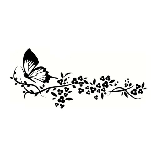 PGVXEM 25 cm Mariposa voladora Flor Coche Puerta Ventana Pegatina Productos decoración calcomanías Lindo, Cubrir arañazos Pegatinas de Motocicleta PVC(BIack-Left,30cm)