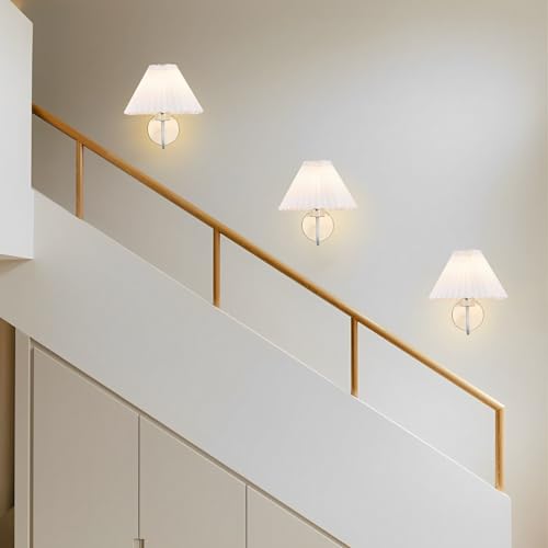 Image of Wall Sconces Indoor Wall Light Fixtures with Pleated Fabric Shade Bathroom Vanity Sconces Wall Lighting Dresser Hardwired Wall Lamps for Bedroom Living Room Corridor Porch