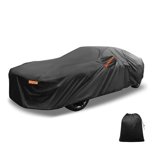 Image of X AUTOHAUX Car Cover Outdoor Waterproof Sun Rain Snow Hail Protection with Left Side Door Zipper 210D-PU for Ford for Mustang