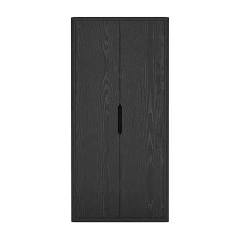 Manhattan Comfort Rivington 79 Inch Tall 5 Tier Bookshelf, Modern Storage Cabinet with Soft Close Hinges and Handle-Free Design for Living Room, Bedroom, or Home Office with Doors in Black