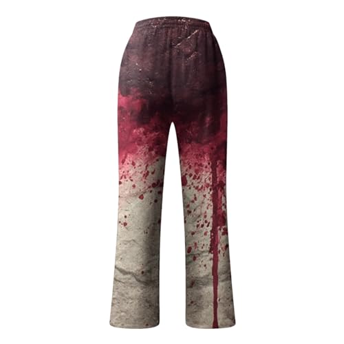 Halloween Costumes Adult,Halloween Print Beach Pant for Men Loose Fit Casual Summer Linen Style Pants3