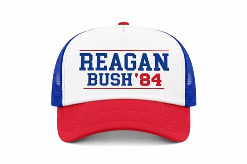 Reagan Bush 84 Mesh Back Cap with Adjustable Snapback Strap Vintage Political Campaign Style Hat