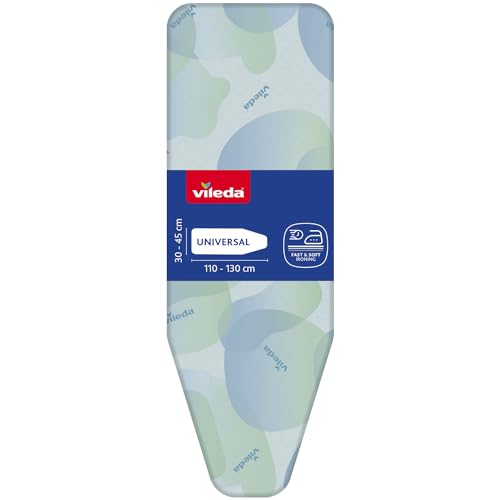 Vileda Funda para Tabla de Planchar Premium 2 en 1, Tamaño Universal para un Planchado más Rápido y Suave, Ajustable a Tablas de 110-130cm de Largo y 38-45cm de Ancho, Fácil de Instalar