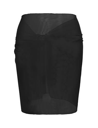 Image of ZAFUL Women's Sarong Coverups Beach Wrap Sheer Bikini Cover Up Mini Skirt | Wraps Swimwear, Cover Ups for Swimwear, Multi-Wear, Texture, Floral
