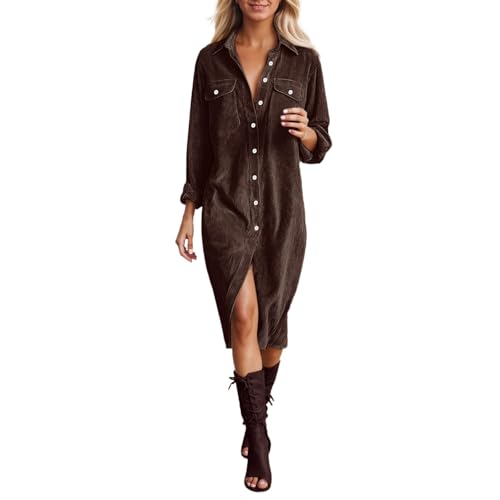 Robe chemise velours côtelé boutonné : la coupe ample haut de gamme