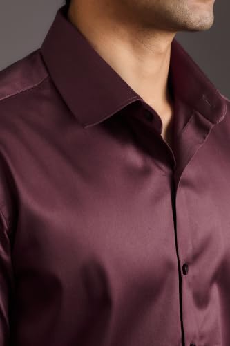 Image of BEYOURS Men's Full Sleeve Shirt Regular Fit Spread Collar 100% Cotton Satin Office & Formal.