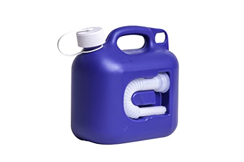 hünersdorff Kanister 5 l für AdBlue, ideal zur Betankung an AdBlue-PKW-Zapfsäulen, Mehrwegkanister mit Auslaufrohr, passt in AdBlue Tankstutzen, unbefüllt, 800280, blau, 5l
