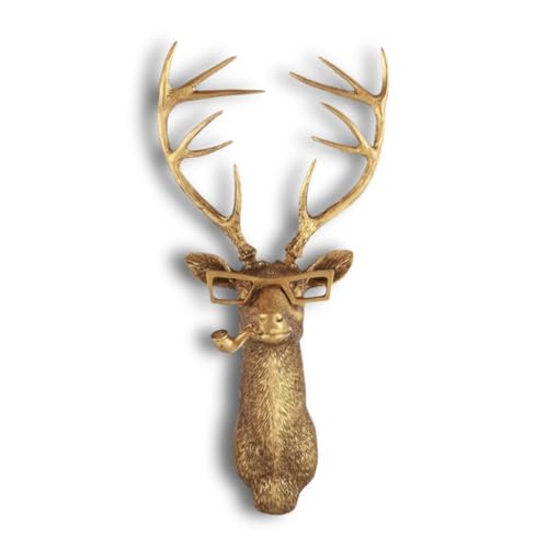 DAUERHAFT Sculpture murale en forme de tête de cerf décoratif, décoration murale géométrique moderne avec verres colorés et tuyau pour salon chambre à...