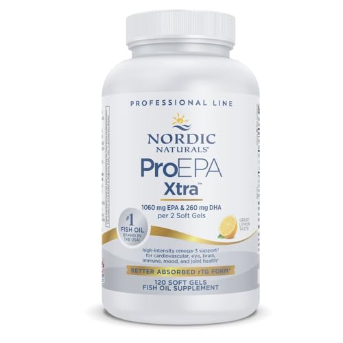 Nordic Naturals ProEPA Xtra, Lemon - 120 Soft Gels - 1640 mg Omega-3 - High-Intensity EPA Formula for Positive Mood, Heart Health & Cellular Function - Non-GMO - 60 Servings