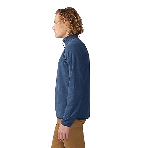 Mountain Hardwear Pulôver masculino Microchill 1/4 com zíper, resistente azul marinho, grande