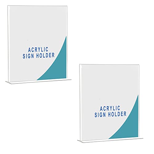 Image of Shuban Acrylic Sign Holder Table Sign Holder Double Sided T Shape Clear Plastic Desktop Display Holder Vertical Menu Stand Sign Holders for School, Office, Hotel, Party (06 X 9 Inch -2Pcs)