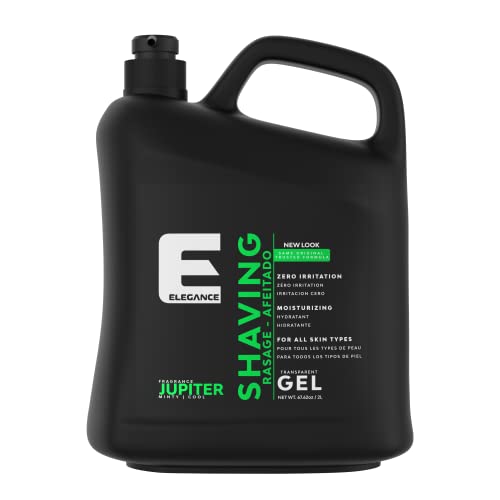E Elegance Barber Accessories - Transparent Shaving Gel For Men Or Women, Minty/Cool Jupiter Fragrance - The Ultimate Shaving Solution For A Smooth, Irritation-Free Experience, 4.2 Pounds