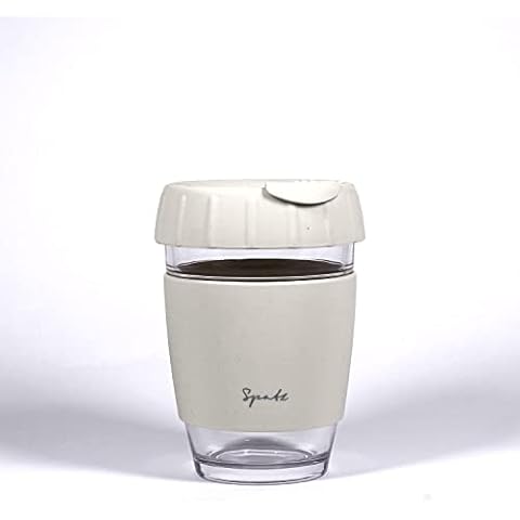 SPATZ kitchenware Glas Kaffeebecher to go I spülmaschinengeeignet und auslaufsicher I Kaffee Tee nachhaltig unterwegs I Coffee to go Becher aus Glas I wiederverwendbarer Kaffeebecher Cover