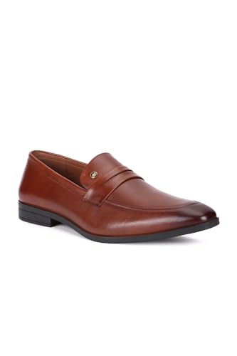 Image of Louis Philippe Men Premium Leather Breathable Lining Material Anti Slip with Heel TPR Sole Formal Slip-on Shoes