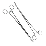 SURGICAL ONLINE 2-Piece Curved & Straight 9' Hemostat Set - Stainless Steel Locking Tweezer Clamps - Ideal Hemostats for Nurses, Fishing Forceps, Crafts and Hobby