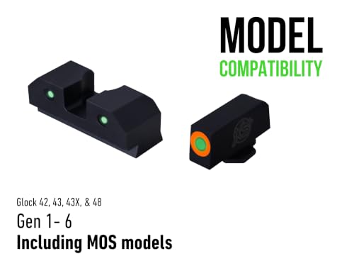 Image of XS Sights 3-Dot Tritium Night Sights, Fits Glock Gen 1 - 6 +MOS Pistols, Dual Illuminated Orange Front Sight Equipped with Tritium /Photoluminescent Glow Dot
