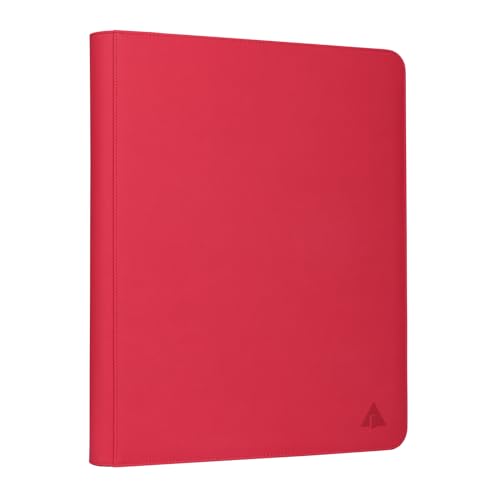 Image of Rayvol 16-Pocket Toploader Binder, Holds 512 Toploaders 16 Pocket Top Loader Card Storage Case, 500 + Ringless Double-Sided Pockets for Cards in 3 x 4'' Toploaders -Red