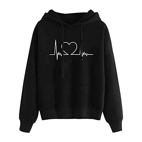 Hoodie für Damen Mode Sweatshirt mit Kapuze Einfarbige Kapuzenpullover Elegant Bekleidung Frau Oberteile Elegante Oberteil Freizeit Teenager Mädchen Vintage Locker Casual Baumwolle Pullover