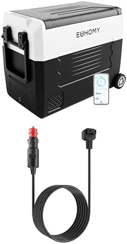 EUHOMY 12 Volt 58QT Car Refrigerator Bundle With 11.6FT DC Power Cord For Portable Freezer Electric Cooler