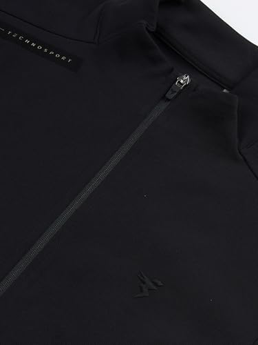 Image of TECHNOSPORT Men's Regular Fit Solid Mock Collar Jacket With Elasto Plus for Sports, Gym & Regular Use