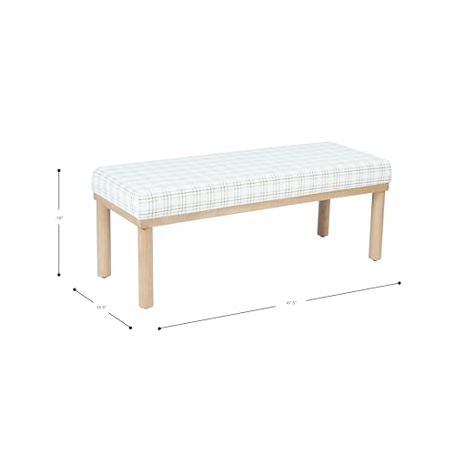 Image of HomePop 47.5 inch Oslo Bench - Natural Plaid Woven Fabric