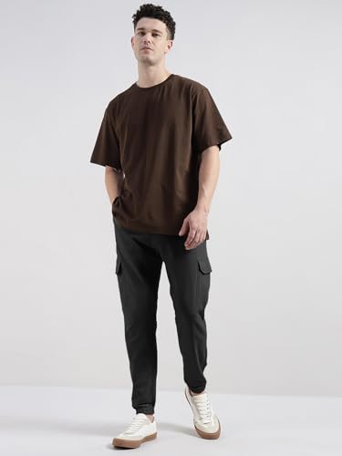 Image of Veirdo 100% Pure Cotton Regular Fit Mid Rise Trackpants with Side Pocket for Men & Boys