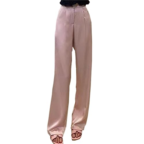 Betusline Women's Satin Wide Leg Dress Pants High Waisted Business Work Trousers
