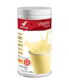 VESLIM SHAKE VANILLA FLAVOUR- 500 G| Meal Replacement Protein Powder for Weight Control & Management No Added Sugar, Dietary Supplement For Men & Women Appropriate Vitamins Added