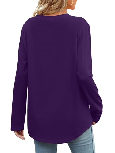 Image of Elesomo Womens Shirts Casual Crew Neck Short /Long Sleeve Tunic Tops Tees