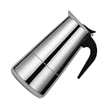 Veemoon Cafetera Eléctrica de Acero Inoxidable para Estufa Capacidad 12 Tazas 600 Ml Diseño Europeo Portátil Cafetera de Presión Doméstica Segura con Válvula Adecuada para Hogar y