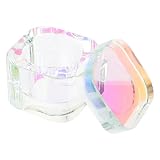 Coupe à ongles en verre cristal - le plat à ongles en verre cristal avec couvercle peut également être utilisé pour mélanger la poudre acrylique et la poudre acrylique pailletée pour une nouvelle poudre acrylique, plat à ongles