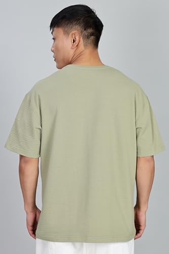 Image of FYLTR Men's Casual Textured Round Neck T-Shirt - Oversize Fit | Stretch Cotton Fabric | Half Sleeves | Soft & Stretchable | Oversized T-Shirts for Men | Loose Fit T-Shirts for Men