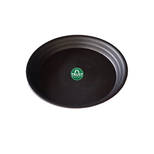 TrustBasket UV Treated Round Bottom Tray/Plate/Saucer Suitable for 10 inch Round Plastic Pot (Black Color) - Set of 12 | Heavy Duty Durable Plant saucerGamla for Indoor & Outdoor Balcony Garden