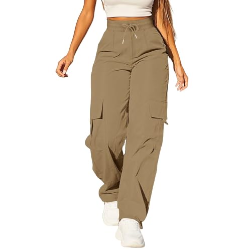 Pantalon cargo large pour femme Generico | Modèle baggy fluide taille haute droite