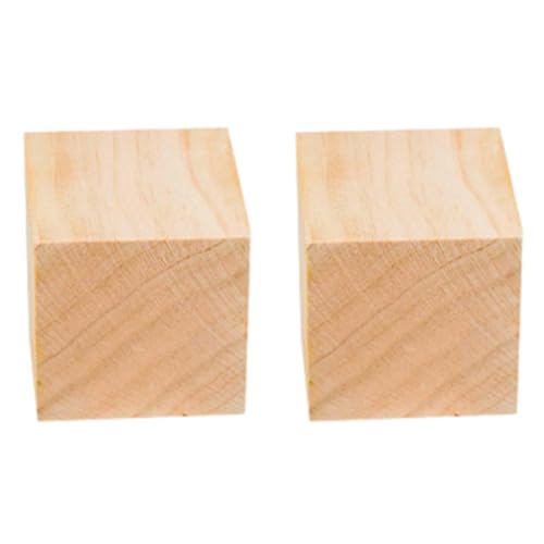 2 cubos de madera sin acabar, bloques cuadrados de madera maciza natural sin acabar, para proyectos de bricolaje, decoración del hogar, bloques del alfabeto, fabricación de rompecabezas, 6 x 6 cm