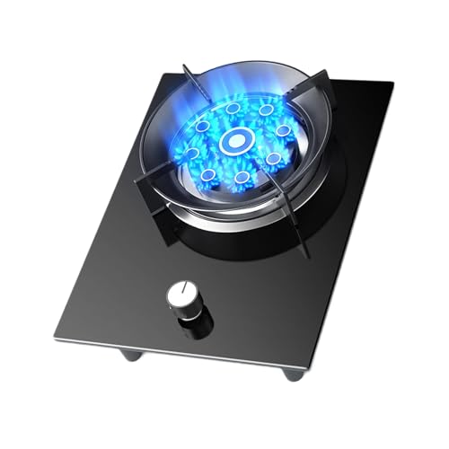 ポータブルガスストーブ、1バーナー、5.2KW 9チャンバーファイヤーリングフライパン、偶発的な炎上防止装置、NG/LPGガス変換(NG)