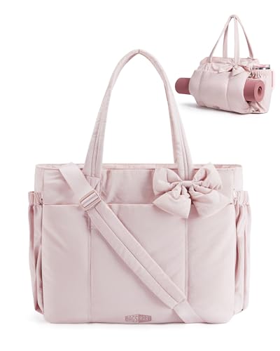 BAGSMART Crush Bow Tote Bag for Women Puffer Travel Work Yoga Laptop Bag