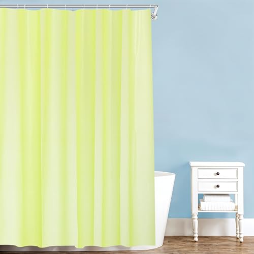 Event Decor Shop Rideau de douche imperméable en PEVA vert citron résistant à la moisissure | Sans odeur et sans PVC – Rideau de salle de bain avec 12...