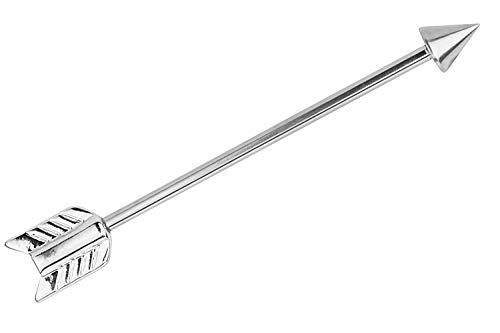 Scaffold Arrow Industrial Barbell Jewelry 14g 1-1/2" Length Surgical Steel