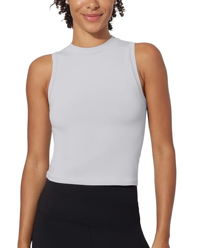 Yogalicious Womens Mock Neck Sleeveless Basic Tank Top Slim Fit Hip-Length Summer Shirts 1 Pack, 2 Pack, 3 Pack2