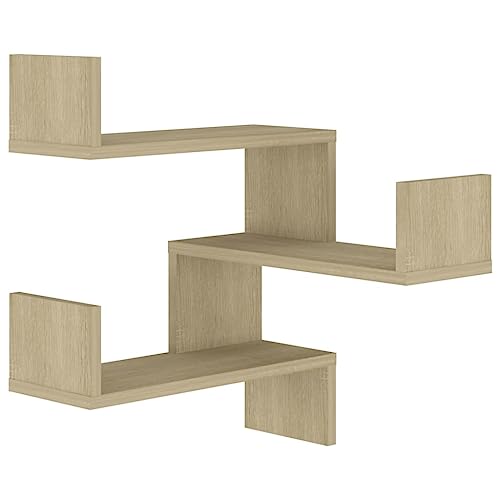 Étagère d'angle murale solution rangement coin vide bois Sonoma