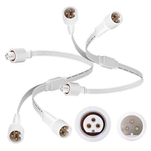 MSZLZTD 100% Oxygen Free Copper 1 Females to 2 Male Y-Splitter for Govee Permanent Outdoor Lights, Y-Shaped Extension Cable Compatible with Govee H705A H705B H705C 3 Pin Permanent Outdoor Lights