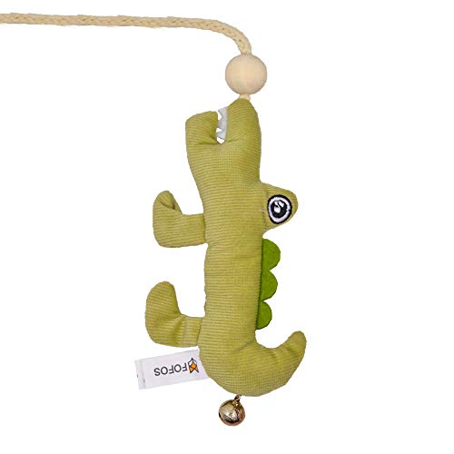 Image of BarkButler x Fofos Cat Teaser Toy Crocodile,Green|US Grade Catnip Inside|Durable Wooden Stick+Robust Rope|Interactive|for All Cat Breeds & Kittens