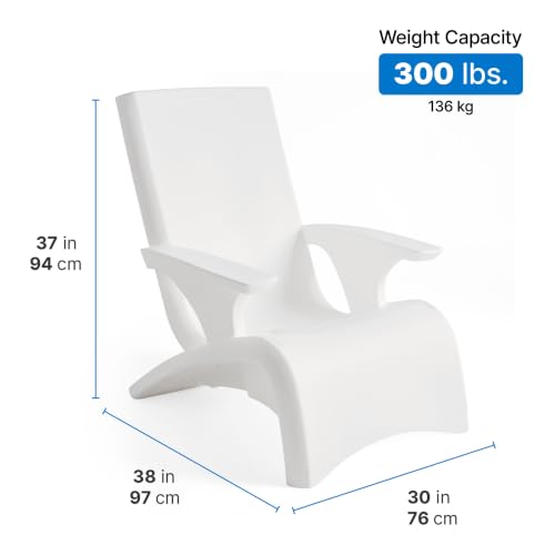 Image of Step2 Vero Adirondack Chair, Stylish Poolside Lounger, Fade-Resistant, Waterproof Patio Furniture for Sun Shelf, Use in Pools up to 9-Inches of Water, Weighted, White