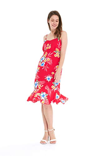 Image of Matchable Family Hawaiian Luau Men Women Girl Boy Clothes in Hibiscus Red