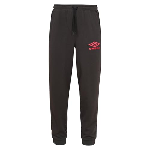 Umbro Men's Iconic Pull On Jogger, Black/Chili Pepper, Medium