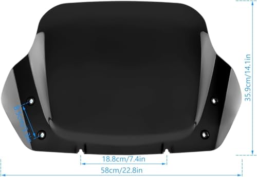 Image of Black 14 inch Wave Windshield Windscreen Wind Splitter Compatible for Harley Davidson CVO Street Glide FLHXSE 2023-2024, Street Glide FLHX 2024-up