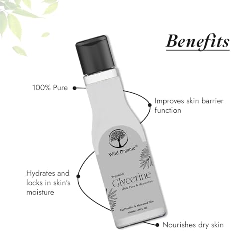 Image of WILD ORGANIC Pure & Unscented Vegetable Glycerine For Healthy Skin, Hydration & Moisturizing 100Ml Liquid